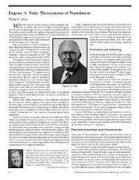 Eugene A. Nida: Theoretician of Translation Philip C