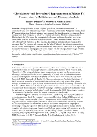 “Glocalization” and Intercultural Representation in Filipino TV Commercials: a Multidimensional Discourse Analysis