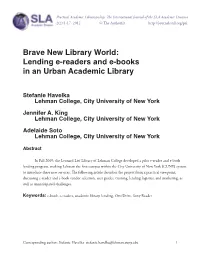 Lending E-Readers and E-Books in an Urban Academic Library