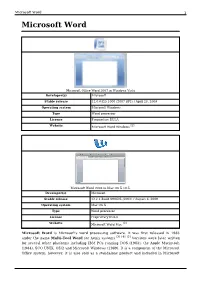Microsoft Word 1 Microsoft Word