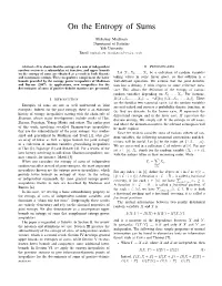 On the Entropy of Sums