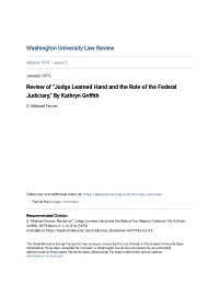Review of “Judge Learned Hand and the Role of the Federal Judiciary,” by Kathryn Griffith