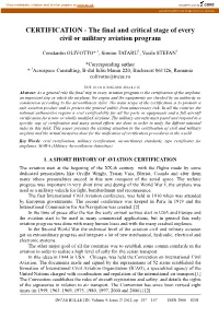 The Final and Critical Stage of Every Civil Or Military Aviation Program