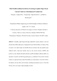Thin Flexible Lithium Ion Battery Featuring Graphite Paper Based