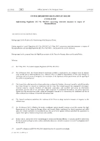 2021/480 of 22 March 2021 Implementing Regulation (EU) No 401/2013 Concerning Restrictive Measures in Respect of Myanmar/Burma