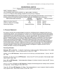 BIOGRAPHICAL SKETCH A. Personal Statement