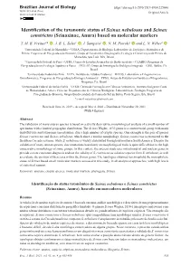 Identification of the Taxonomic Status of Scinax Nebulosus and Scinax Constrictus (Scinaxinae, Anura) Based on Molecular Markers T