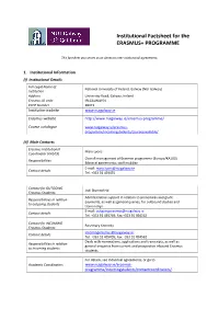 Institutional Factsheet for the ERASMUS+ PROGRAMME