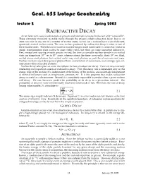 Lecture 2: Radioactive Decay