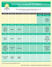 Tentative Calendar of Events