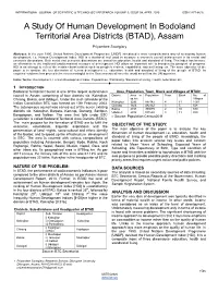 A Study of Human Development in Bodoland Territorial Area Districts (BTAD), Assam