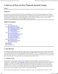 A Survey of Peer-To-Peer Network Security Issues