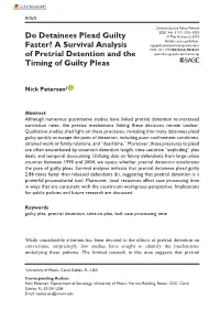 A Survival Analysis of Pretrial Detention and the Timing of Guilty