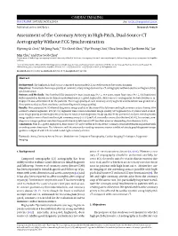Assessment of the Coronary Artery in High-Pitch, Dual-Source CT