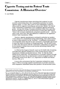 Cigarette Testing and the Federal Trade Commission: a Historical Overview’ C