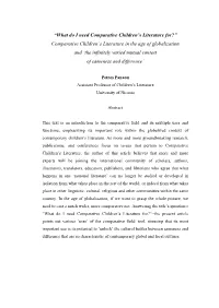 Comparative Children's Literature in the Age of Globalization