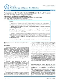 Comparison of the Thesslay Test and Mcmurray Test: a Systematic