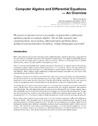 Computer Algebra and Differential Equations — an Overview