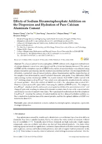 Effects of Sodium Hexametaphosphate Addition On