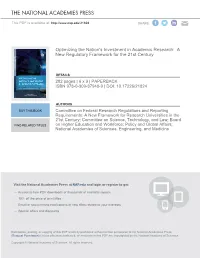 Optimizing the Nation's Investment in Academic Research: a New Regulatory Framework for the 21St Century