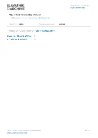 Table of Contents Item Transcript