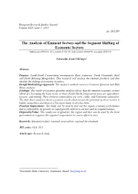 The Analysis of Eminent Sectors and the Segment Shifting of Economic Sectors Submitted 20/03/18, 1St Revision 21/10/18, 2Nd Revision 18/04/19, Accepted 20/05/19