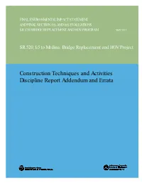 Construction Techniques and Activities Discipline Report Addendum and Errata