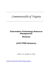COV ITRM Glossary)