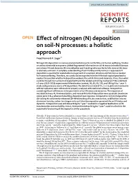 Effect of Nitrogen (N) Deposition on Soil-N Processes