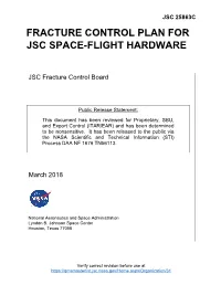 Fracture Control Plan for Jsc Space-Flight Hardware