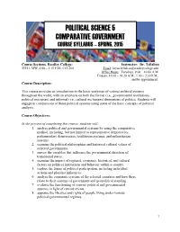 Political Science 5 Comparative Government Course Syllabus – Spring, 2015