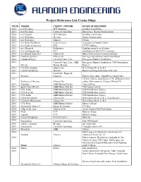 Project Referance List Cruise Ships