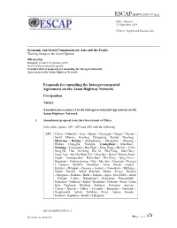 Proposals for Amending the Intergovernmental Agreement on the Asian Highway Network