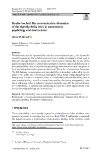 The Communication Dimension of the Reproducibility Crisis in Experimental Psychology and Neuroscience