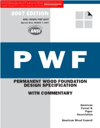 2007 Permanent Wood Foundation Design Specification