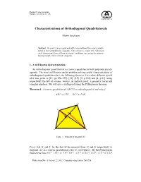 Characterizations of Orthodiagonal Quadrilaterals