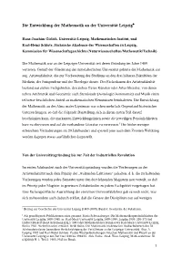 Die Entwicklung Der Mathematik an Der Universität Leipzig∗
