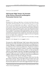Old Prussian “Baba” Stones: an Overview of the History of Research and Reception