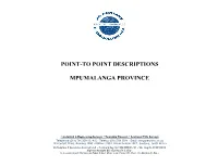 Point-To Point Descriptions Mpumalanga Province