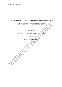 The Swansea Bay Tidal Generating Station Project Memorandum of Understanding