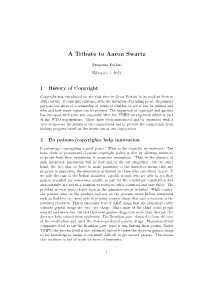 A Tribute to Aaron Swartz