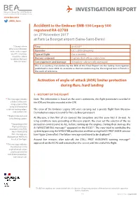 Activation of Angle-Of-Attack (AOA) Limiter Protection During Flare, Hard Landing