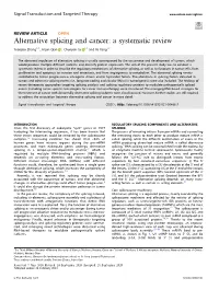 Alternative Splicing and Cancer: a Systematic Review