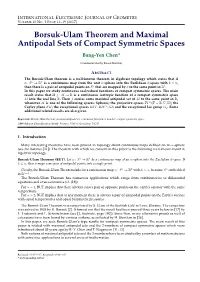 Borsuk-Ulam Theorem and Maximal Antipodal Sets of Compact Symmetric Spaces