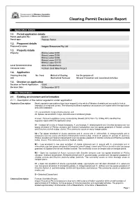Clearing Permit Decision Report
