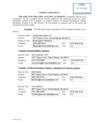Immaculate Flight Permit Agreement