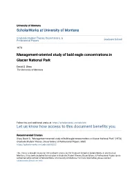 Management-Oriented Study of Bald Eagle Concentrations in Glacier National Park
