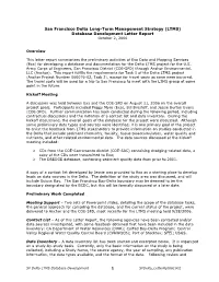San Francisco Delta Long-Term Management Strategy (LTMS) Database Development Letter Report October 2, 2006