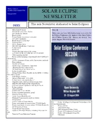 SOLAR ECLIPSE NEWSLETTER SOLAR ECLIPSE February 2004 NEWSLETTER