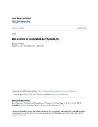 The Decline of Revocation by Physical Act
